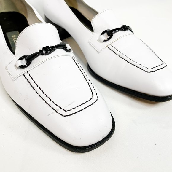 BALLY White Leather Loafers Chunky Heel - Picture 4 of 8